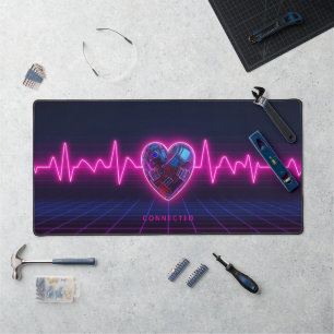 Personalised Neon Pulse Cyber Heart Desk Pad
