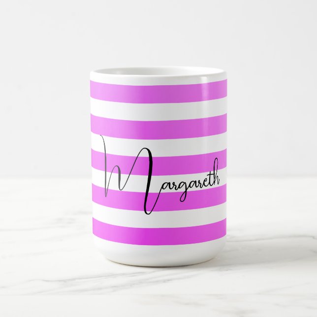 Personalised Neon Purple Gradient Stripes Coffee Mug (Center)