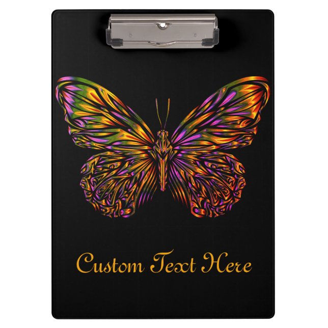 Personalised Neon Rainbow Butterfly Clipboard (Front)