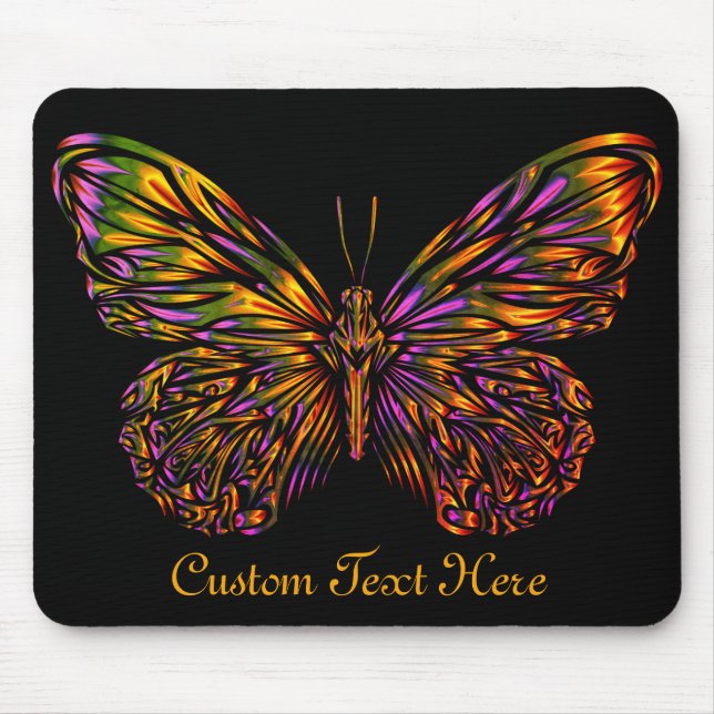 Personalised Neon Rainbow Butterfly Mouse Pad (Front)