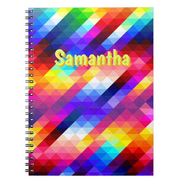 Personalised Neon Rainbow Notebook – Abstract  (Front)