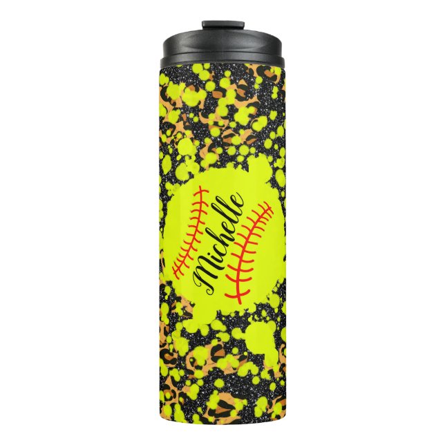 Personalised Neon Softball Thermal Tumbler (Front)
