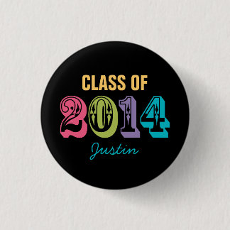 Personalised Neon Typography Class of 2014 3 Cm Round Badge