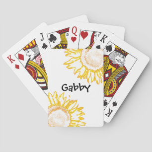 Personalised Neon Yellow Sunflowers  Playing Cards