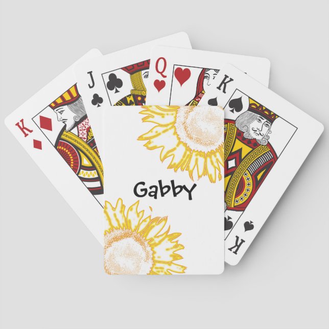 Personalised Neon Yellow Sunflowers  Playing Cards (Back)