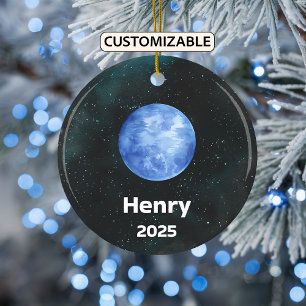 Personalised Neptune Ornament, Solar System Planet Ceramic Ornament