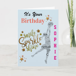 Personalised Netball Birthday Greeting Card