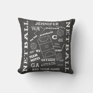Personalised netball chalkboard style cushion