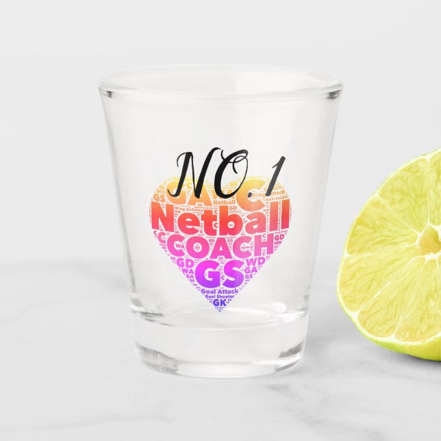 Personalised Netball Coach Gift Idea Shot Glass (Front)