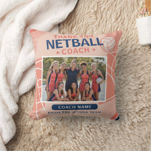 Personalised Netball Coach Team Photo Thank You Cushion