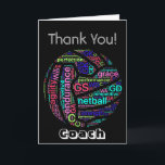 Personalised Netball Coach Thank You Card<br><div class="desc">Personalised Netball coach greeting card with word art picture design. Custom thank you card for netball player or coach.</div>