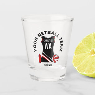 Personalised Netball player team award Shot Glass