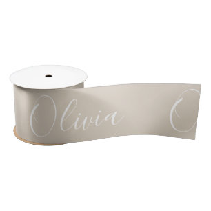 Personalised Neutral Beige Elegant Name Satin Ribbon
