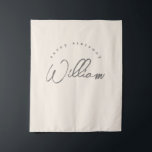 Personalised Neutral Birthday Banner Boys Tapestry<br><div class="desc">Celebrate your little farmer with this classic linen-style birthday banner, perfect for boys and designed to match your farm-themed party collection. Featuring a clean, neutral font and natural tones, this customisable banner includes your child’s name and can be used year after year. A charming and eco-friendly party decoration that grows...</div>