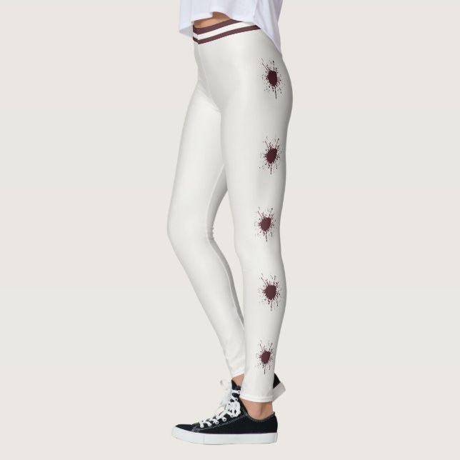 Personalised Neutral Deep Wine Red Splash Burst Leggings (Left)