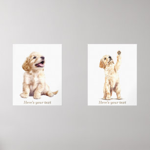 Personalised neutral golden retriever nursery art