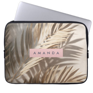 Personalised Neutral Palm Shadows Tropical Laptop Sleeve