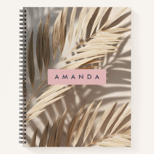Personalised Neutral Palm Shadows Tropical Notebook
