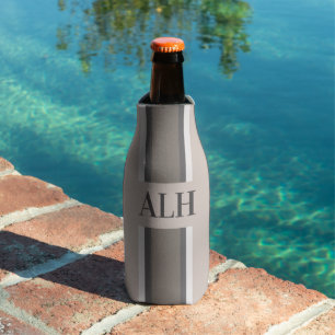 Personalised Neutral Stripe Custom Initials Modern Bottle Cooler