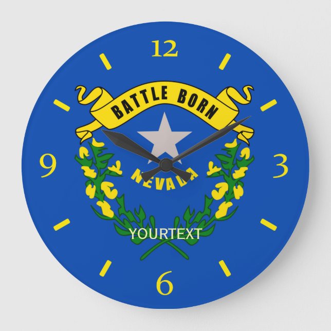 Personalised Nevada State Flag Design on a Large Clock (Front)