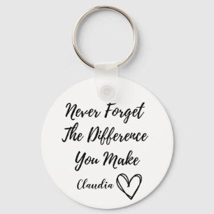 Personalised Never Forget The Difference You Make  Key Ring