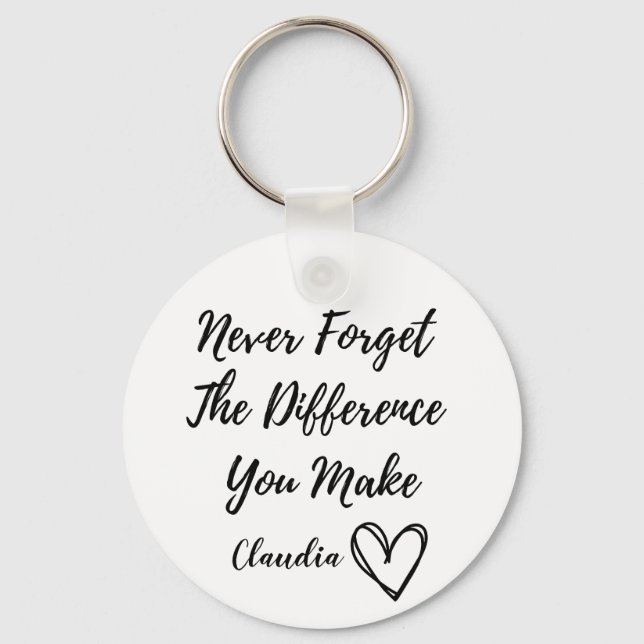 Personalised Never Forget The Difference You Make  Key Ring (Front)