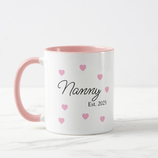 Personalised New Baby Announcement, New Nanny Mug, Mug (Left)