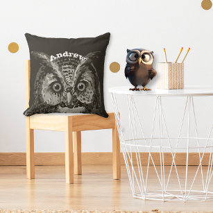 Personalised New Baby Boy's Room Cute Owl Cushion