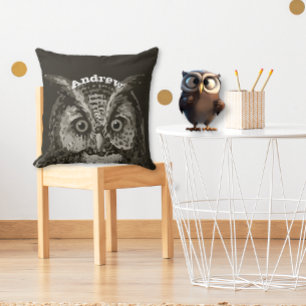 Personalised New Baby Boy's Room Cute Owl Cushion