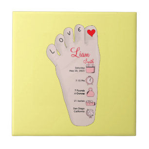 Personalised New Baby Gift Birth Stats Details Ceramic Tile