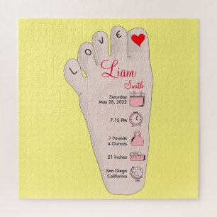 Personalised New Baby Gift Birth Stats Details Jigsaw Puzzle