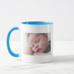 Personalised New Baby Photo, Name and Date Mug
