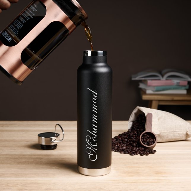 Personalised new black Wedding Water Bottle (Coffee (Rotated))