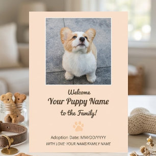 Personalised New Dog Puppy Adoption Photo Announcement
