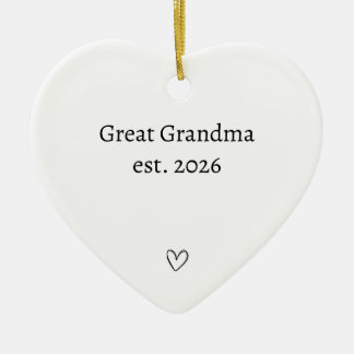 Personalised New Grandma Heart Ceramic Ornament