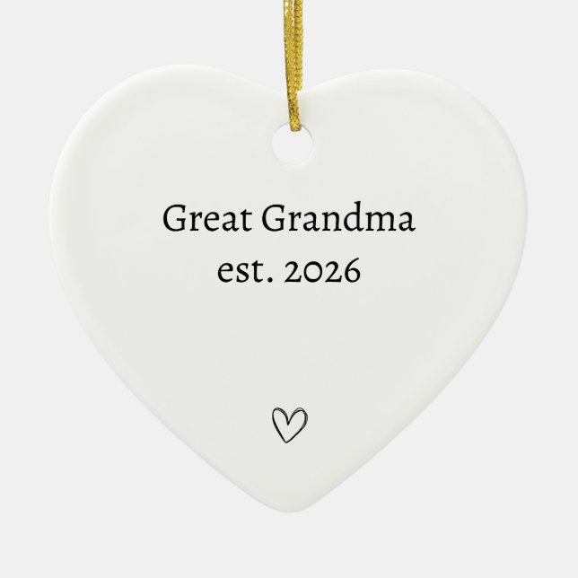 Personalised New Grandma Heart Ceramic Ornament (Front)