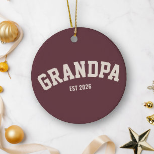 Personalised New Grandpa Est Date Father's Day Red Ceramic Ornament