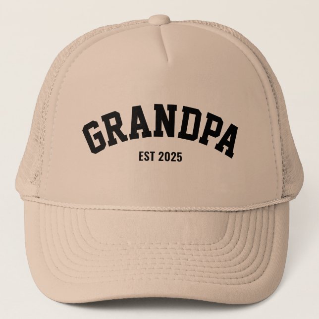 Personalised New Grandpa Est Date Father's Day Trucker Hat (Front)