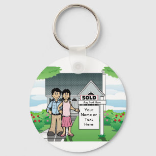 Personalised New Home - Couple Cartoon Key Ring