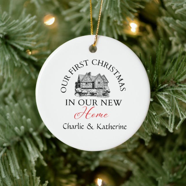 Personalised New Home Photo Ornament, Custom House Ceramic Ornament (Tree)
