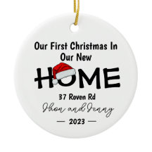 Personalised New Home Santa Hat Christmas Ornament