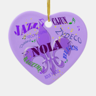 Personalised New Orleans Music Purple Ceramic Ornament
