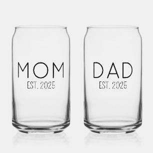 Personalised New Parents Gift - First-time Mum and Can Glass