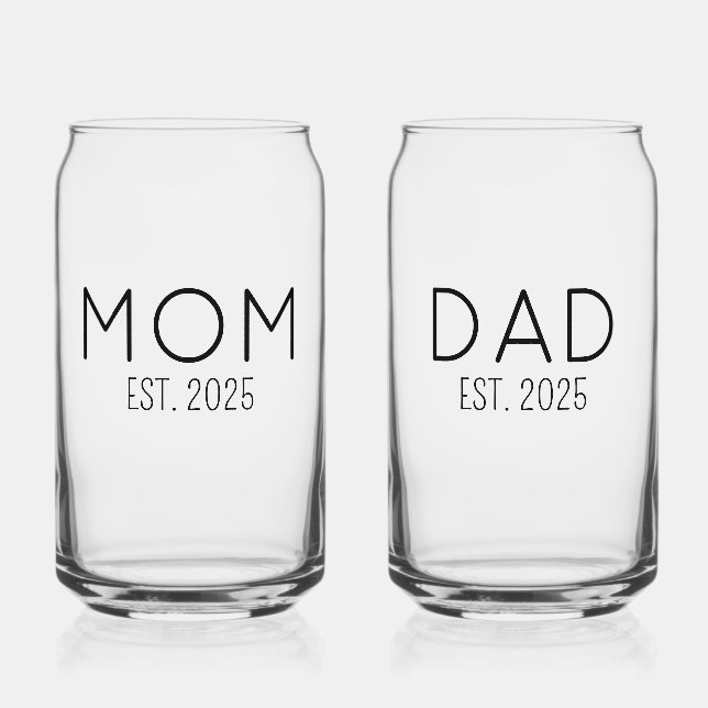Personalised New Parents Gift - First-time Mum and Can Glass (Front)