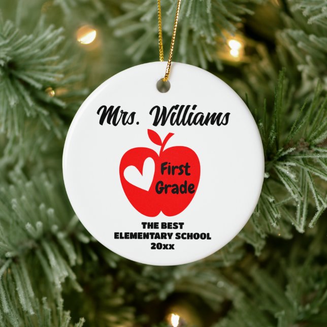 Personalised New Teacher Christmas Gift Graduation Ceramic Ornament (Tree)
