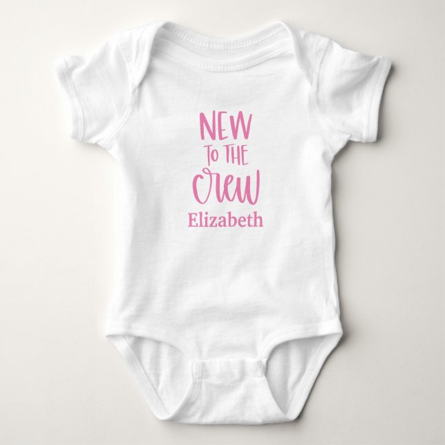 Personalised New To The Crew Baby Gift Baby Girl Bodysuit (Front)