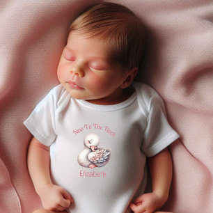 Personalised New To The Flock - Swan  Baby Bodysuit