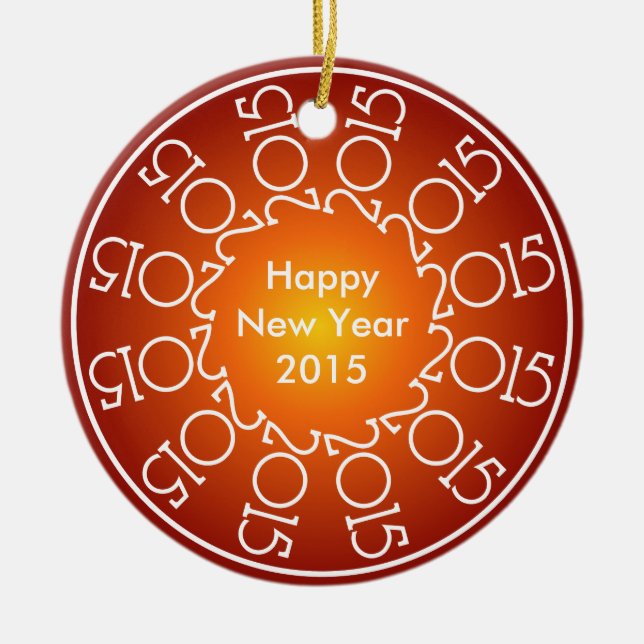 Personalised New Year's 2015 Design Ceramic Tree Decoration (Front)