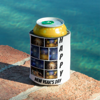 Personalised New Year's Day 9 Photo Collage Can Cooler