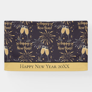 Personalised New Years Eve Champagne Fireworks Banner